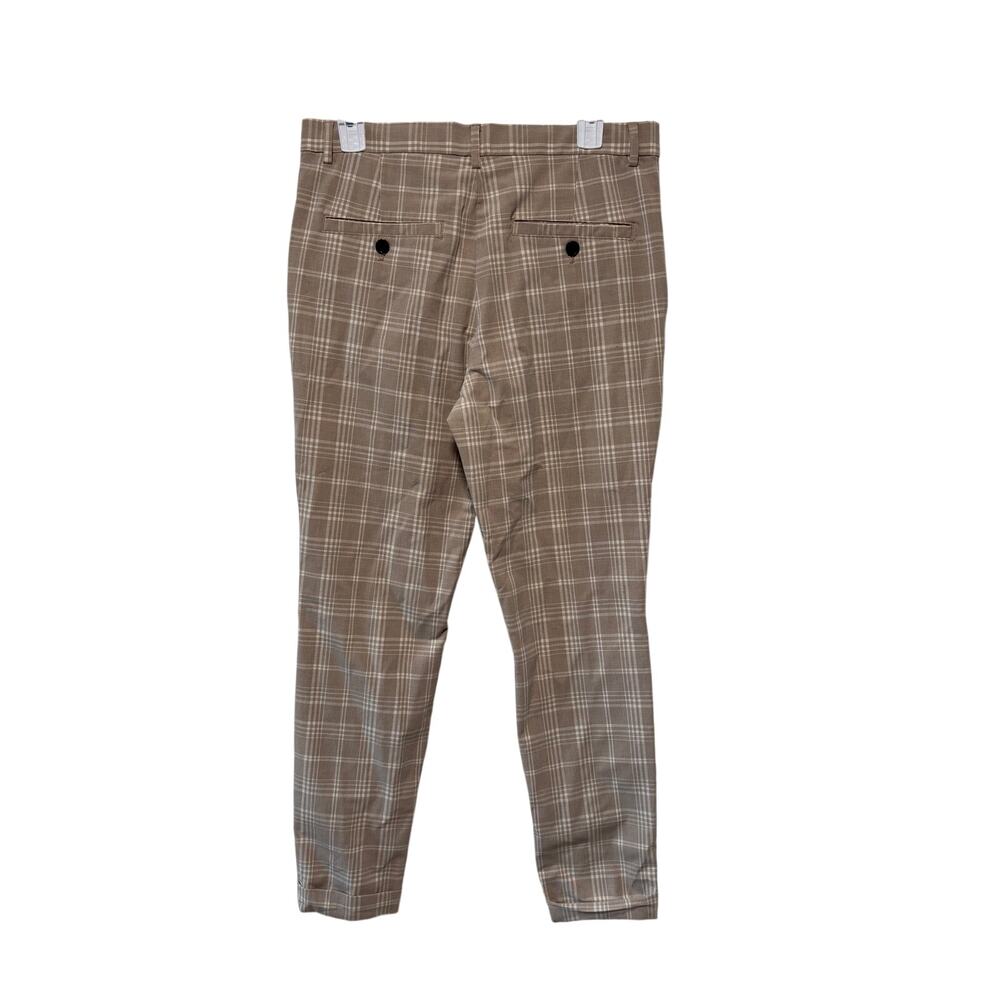 H&M Skinny Fit Plaid Pants US 30 Brown White - Picture 8 of 10